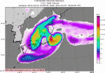 本日夕方の日本上空における放射能雲の予報: ノルウェー気象庁発表@WeatherOnline